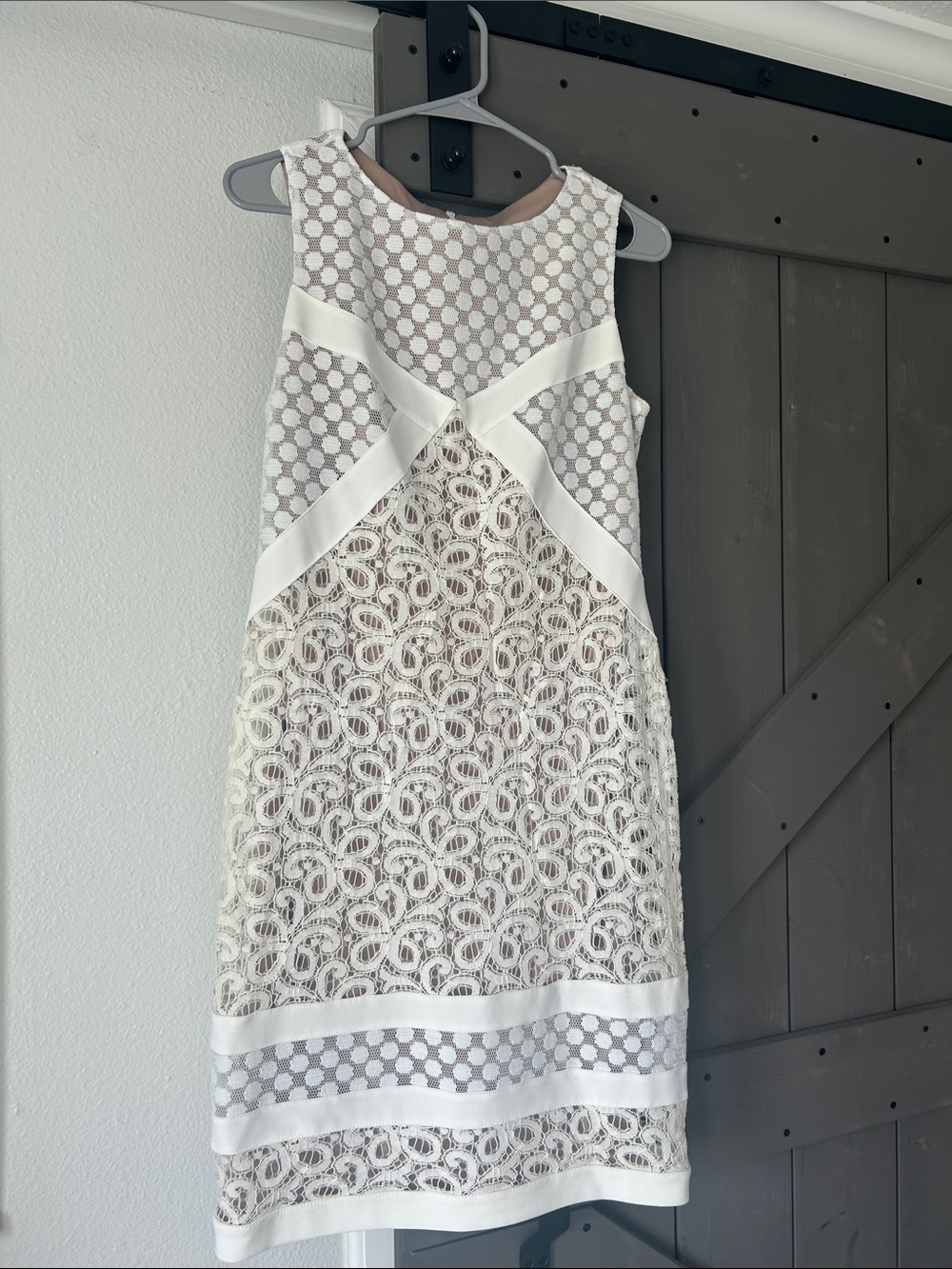 Joseph Ribkoff Ivory Lace Overlay Shift Dress